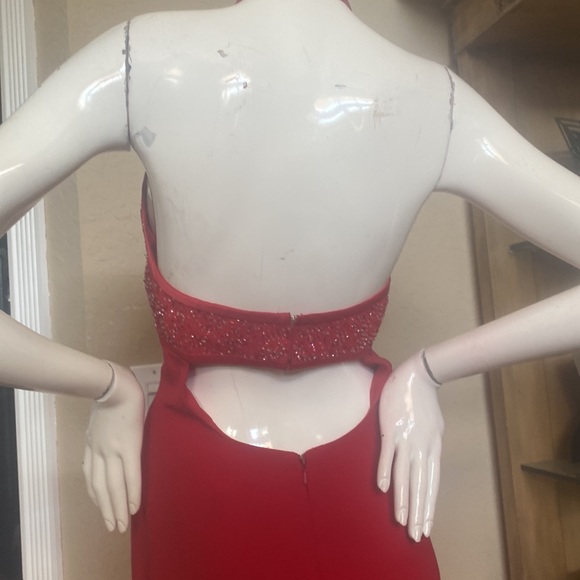 Cire A DIvision of Landra Red Halter Prom Cocktail Formal Gown Dress Sz 4 - Picture 7 of 11